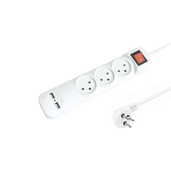 רב שקע 3 + כבל + 2 MP-311+2 / USB